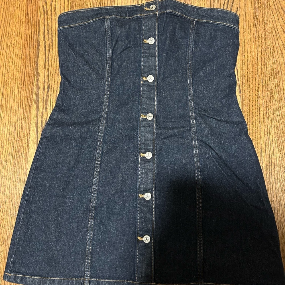 NWT Abercrombie & Fitch Mara Strapless Denim Mini Dress - Picture 3 of 8